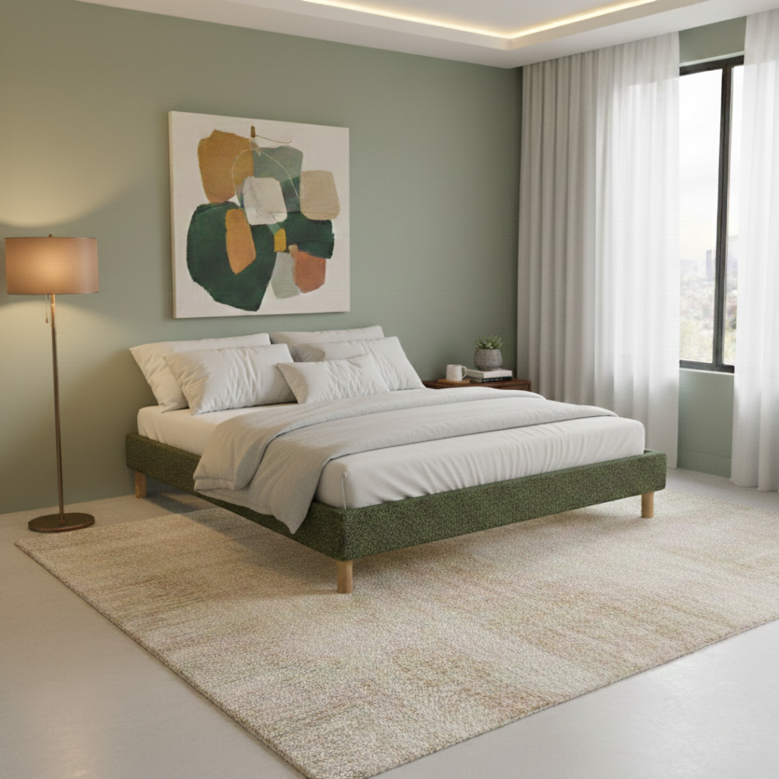 Sommier bouclette, cadre de lit, pieds bois, maintien bassin - Collection Deco