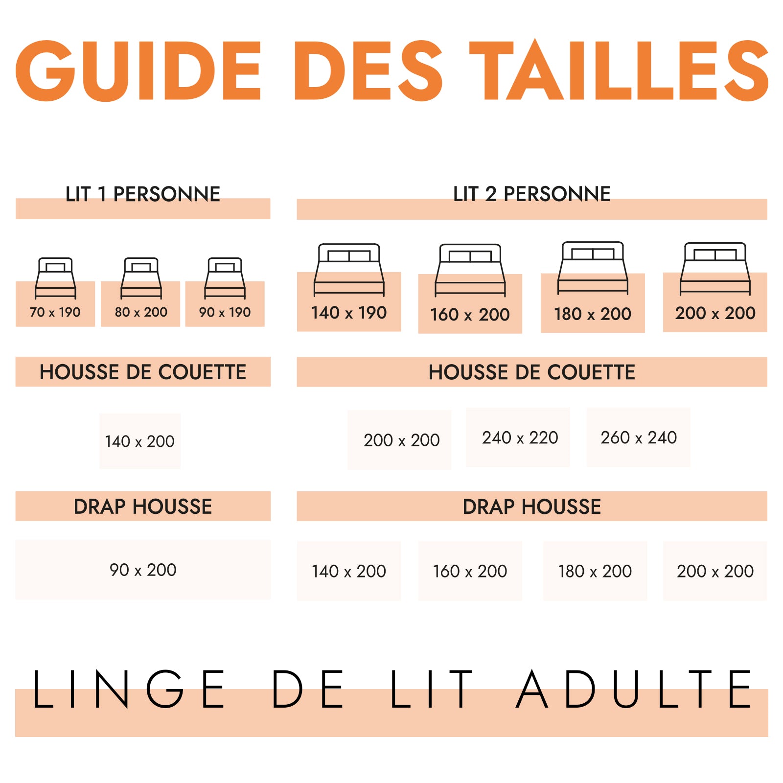 Parure de lit complète blanche, polyester, douce, hypoallergénique - Collection Unie