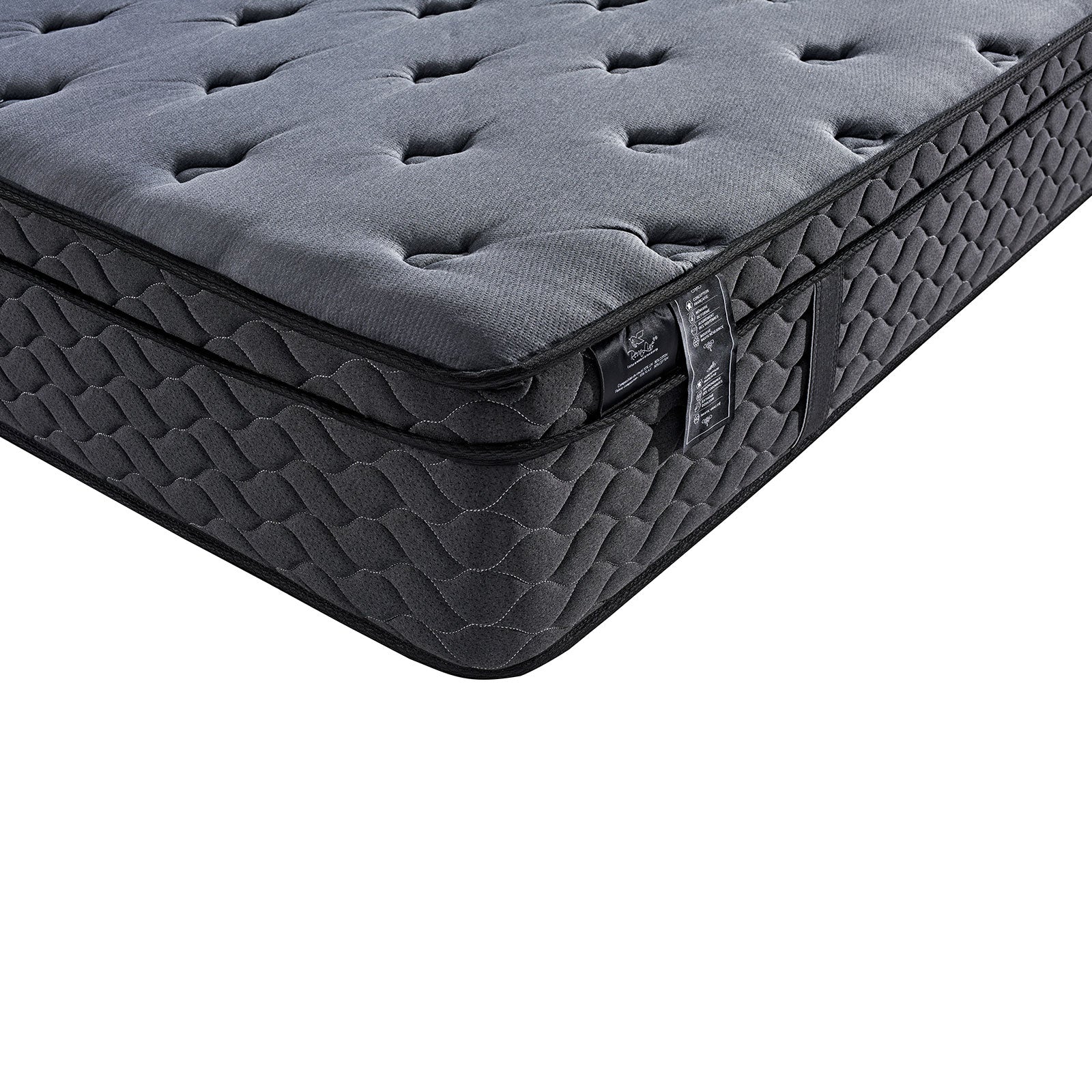Pack lit, sommier tissu Eva gris clair, matelas bio - Collection Luxury