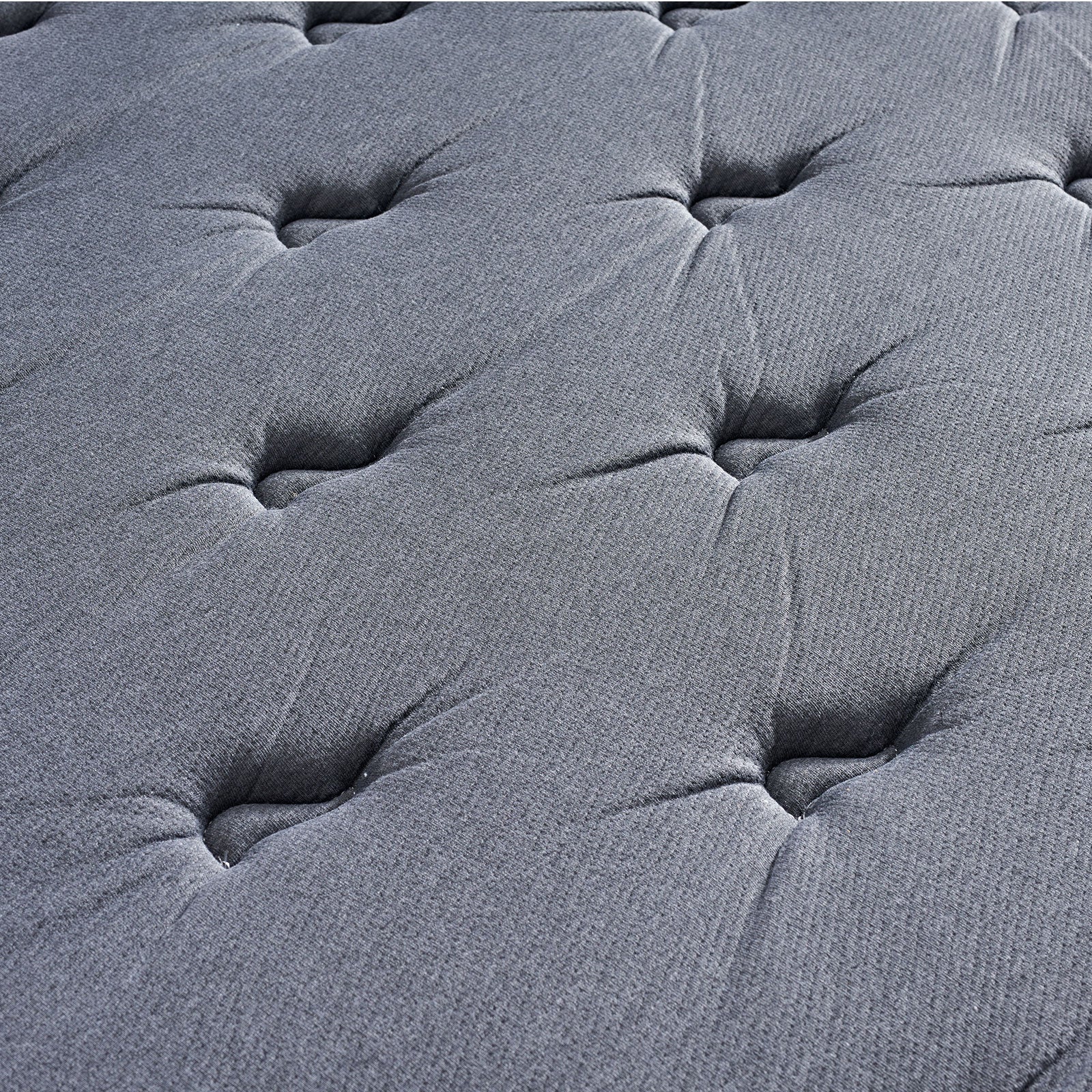 Pack lit, sommier tissu Eva gris clair, matelas bio - Collection Luxury