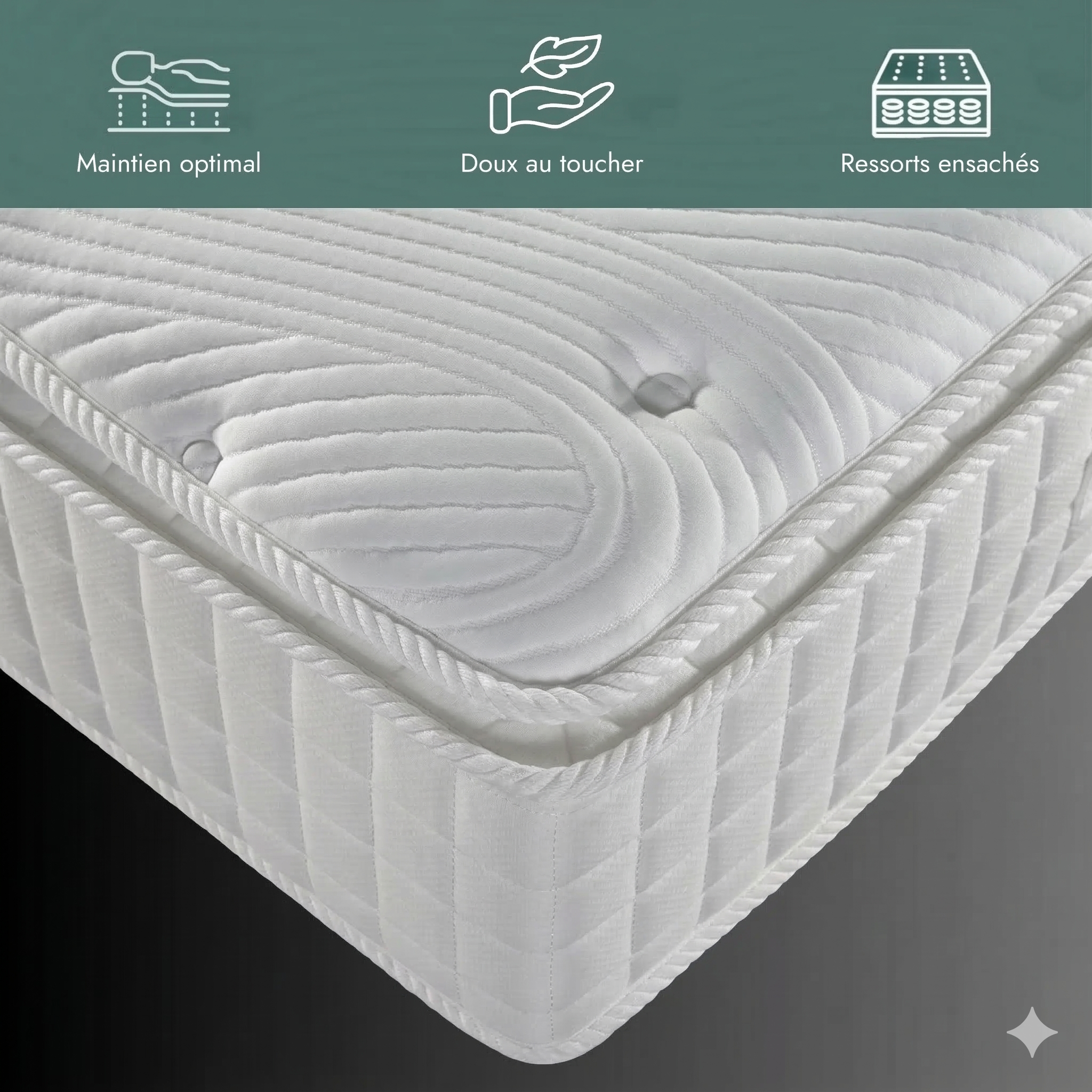 Latex, spring, and memory foam mattress, 27 cm thick, lightweight and joint-relieving - Perle Collection