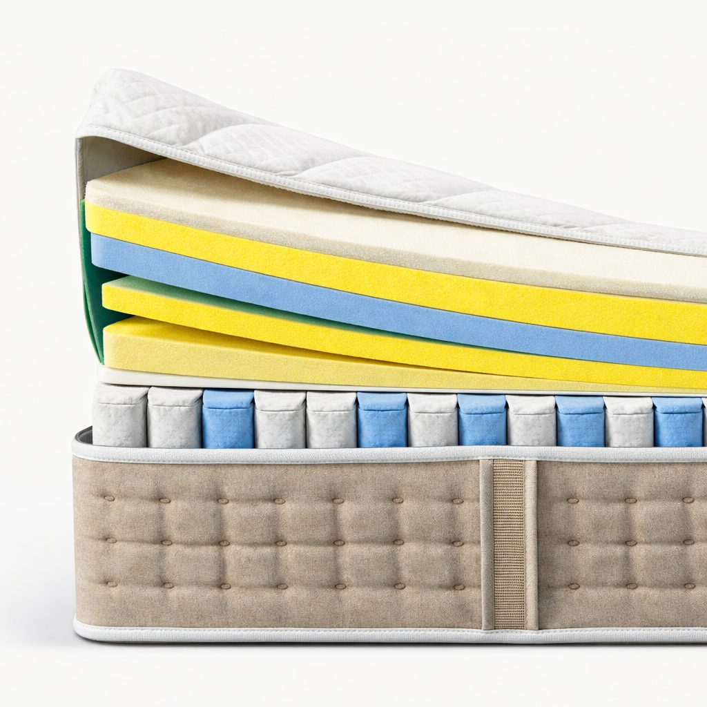 Premium 33cm mattress with integrated topper, hybrid design - Ibiza Collection
