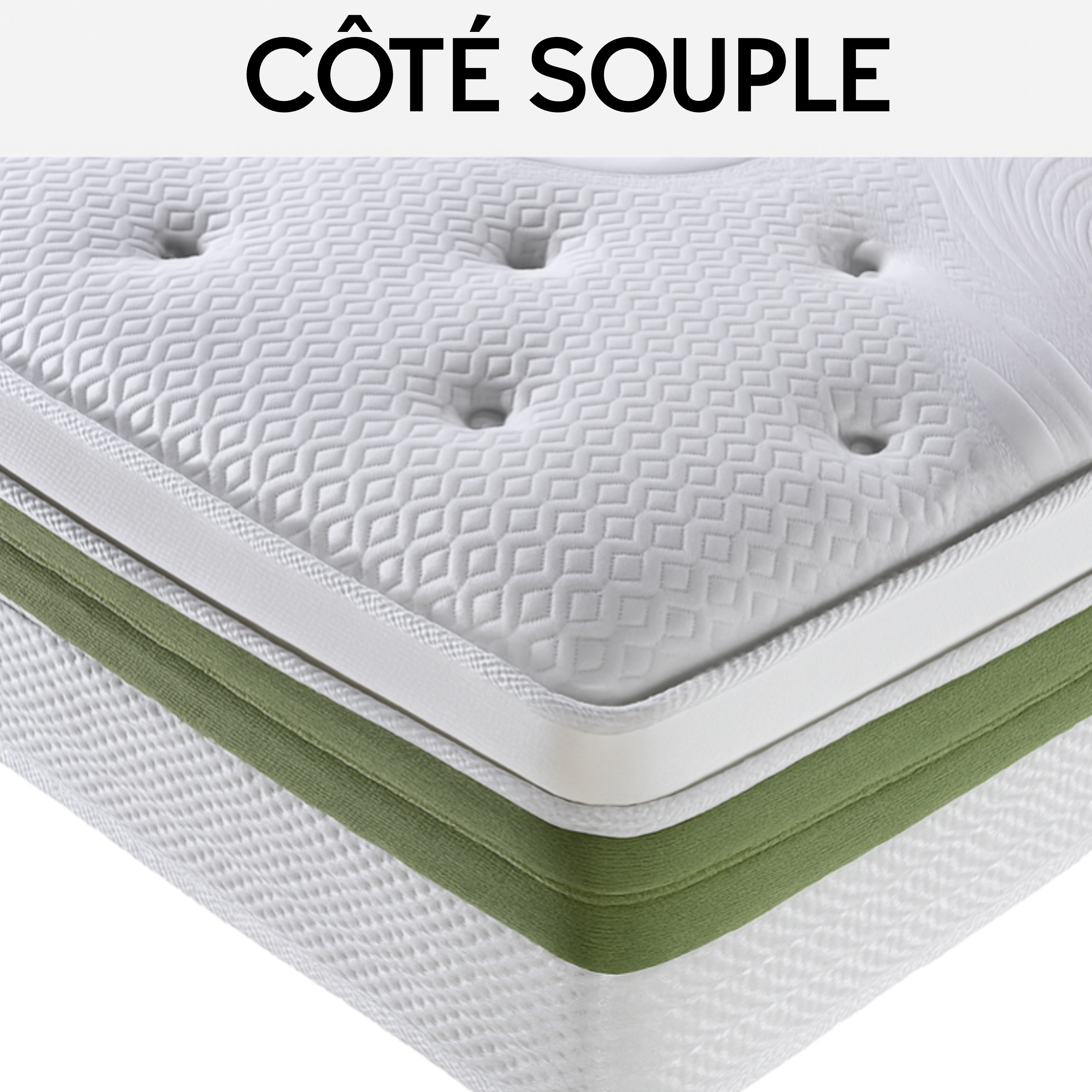 Matelas 2 conforts : Un côté ferme, un côté souple avec mémoire de forme