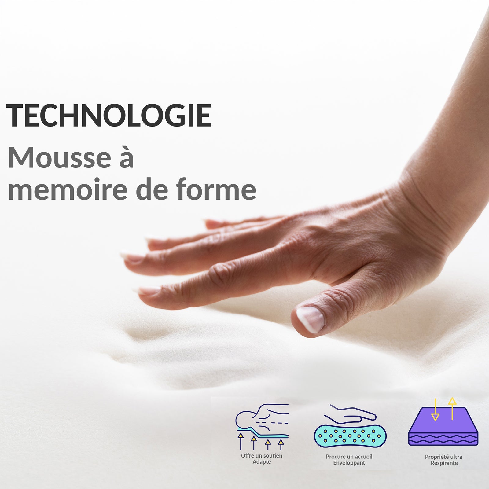 Matelas 2 conforts : Un côté ferme, un côté souple avec mémoire de forme