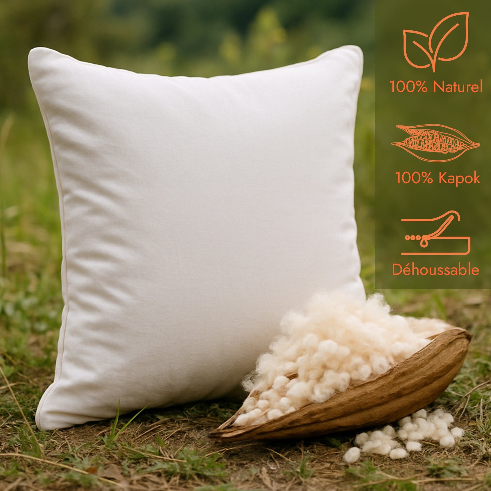 Oreiller kapok 100% naturel, ergonomique, organique - Collection Kapok