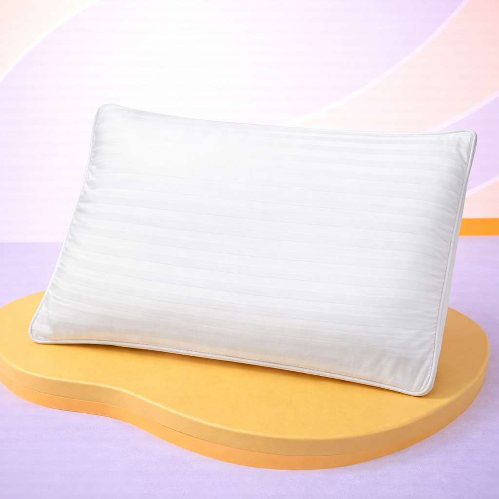 Duck feather and down pillow, striated jacquard, balanced comfort - Duvet Collection