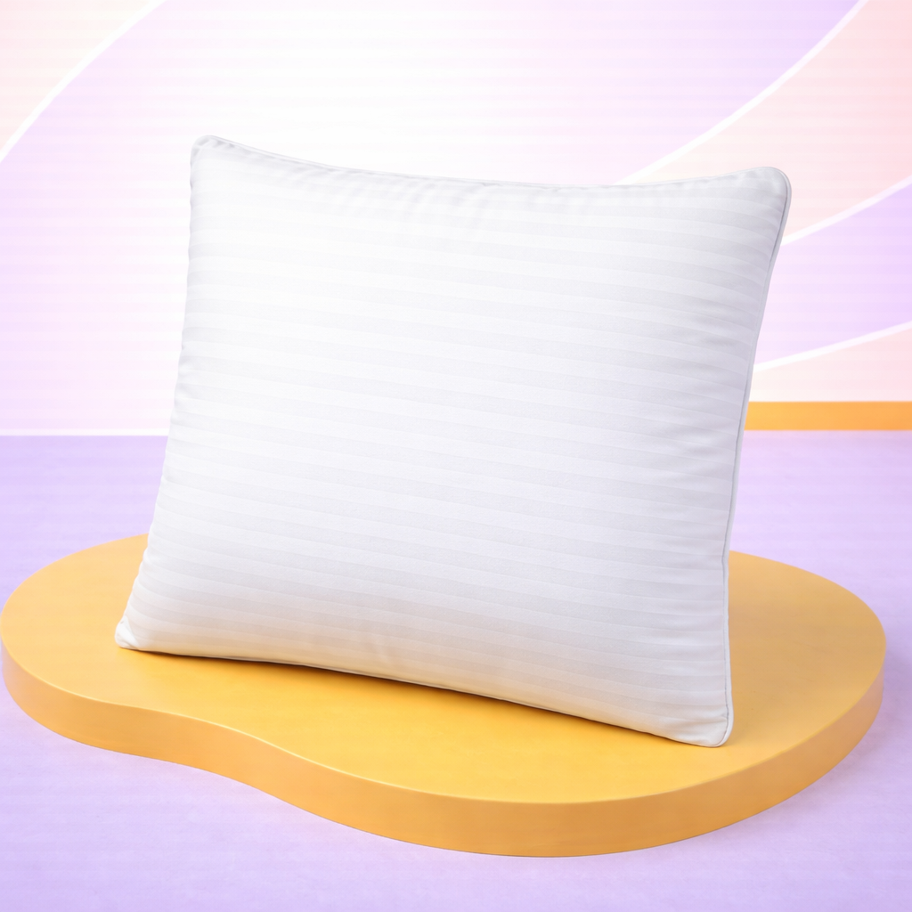 Duck feather and down pillow, striated jacquard, balanced comfort - Duvet Collection