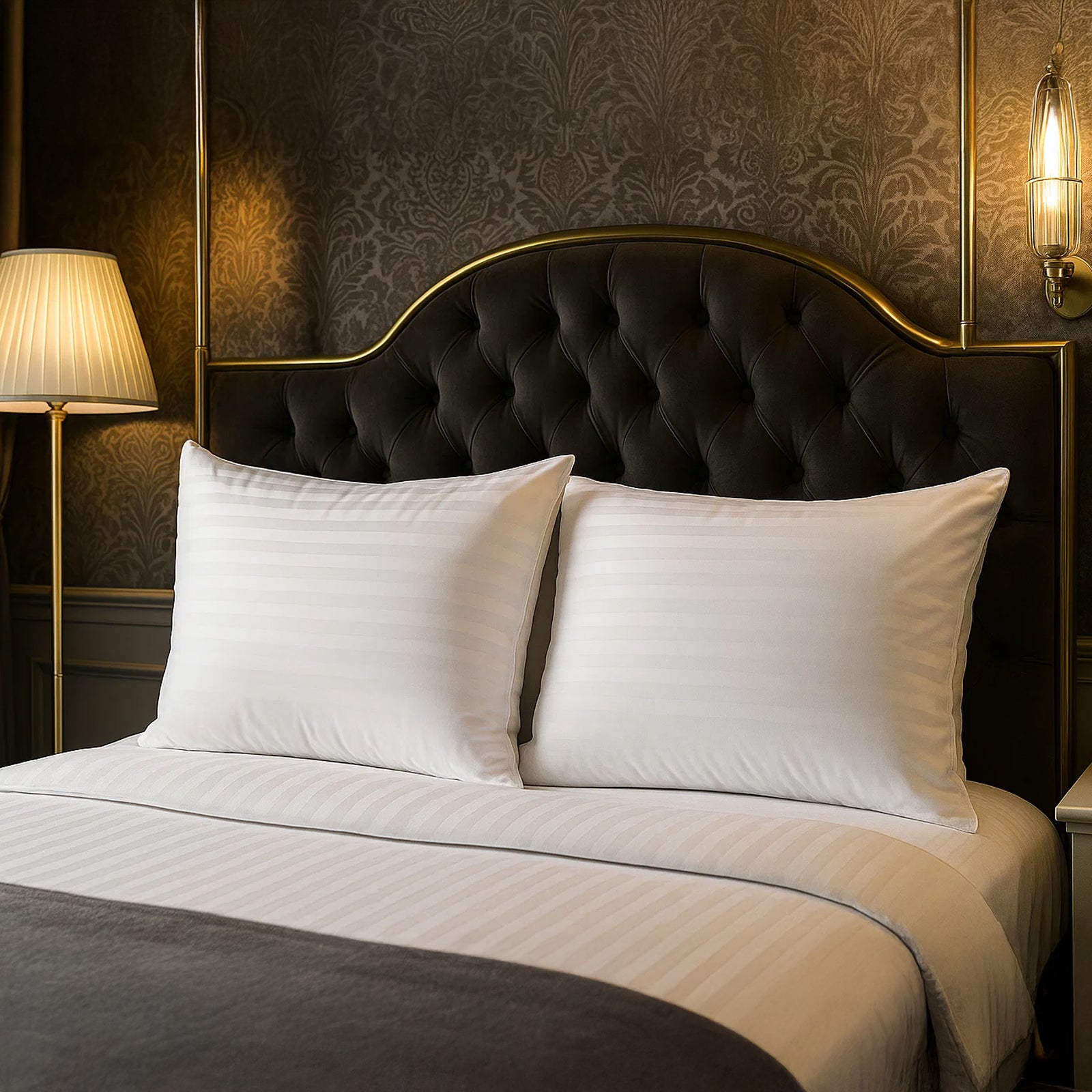 Duck feather and down pillow, striated jacquard, balanced comfort - Duvet Collection