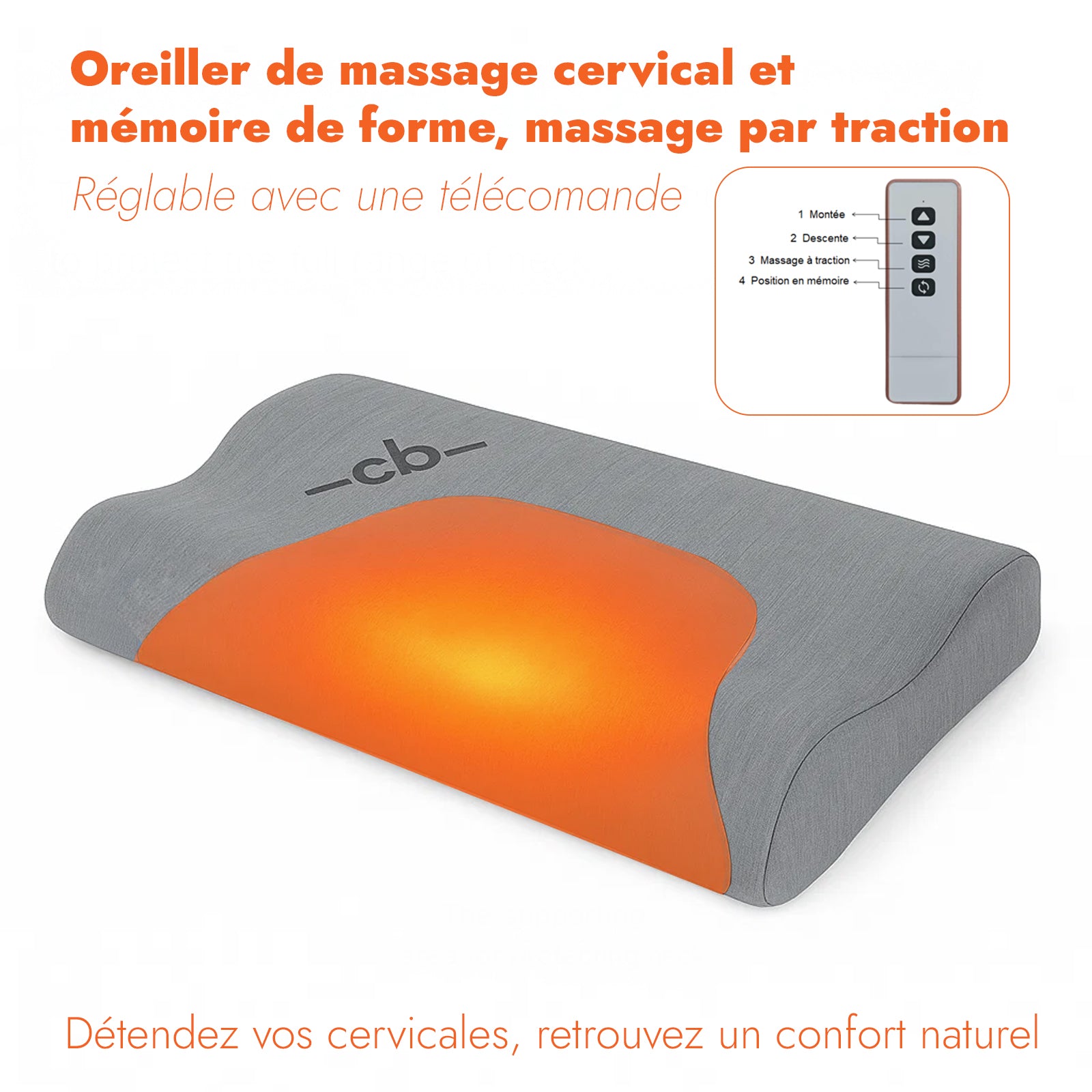Oreiller de massage cervical à mémoire de forme - Collection Bien-Être