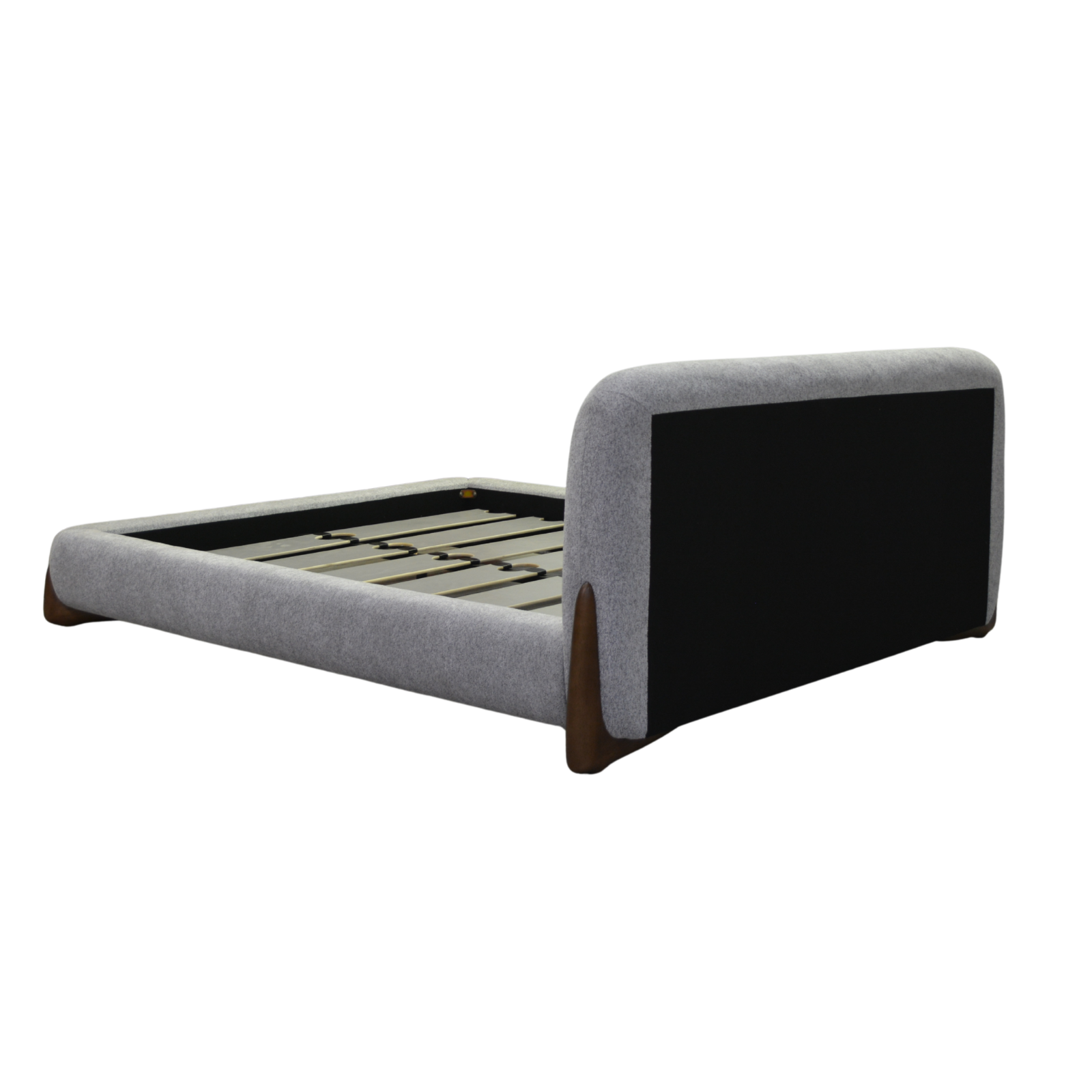 Lit en tissu feutrine avec lattes massives et tête de lit - Collection Capucine