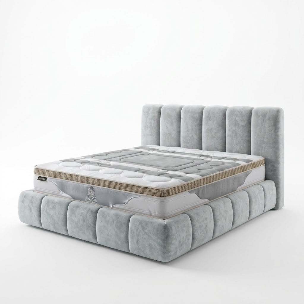 Ensemble lit coffre moderne et matelas grand confort - Collection Everest