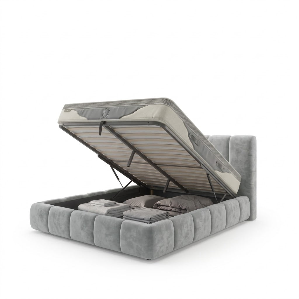Ensemble lit coffre moderne et matelas grand confort - Collection Everest