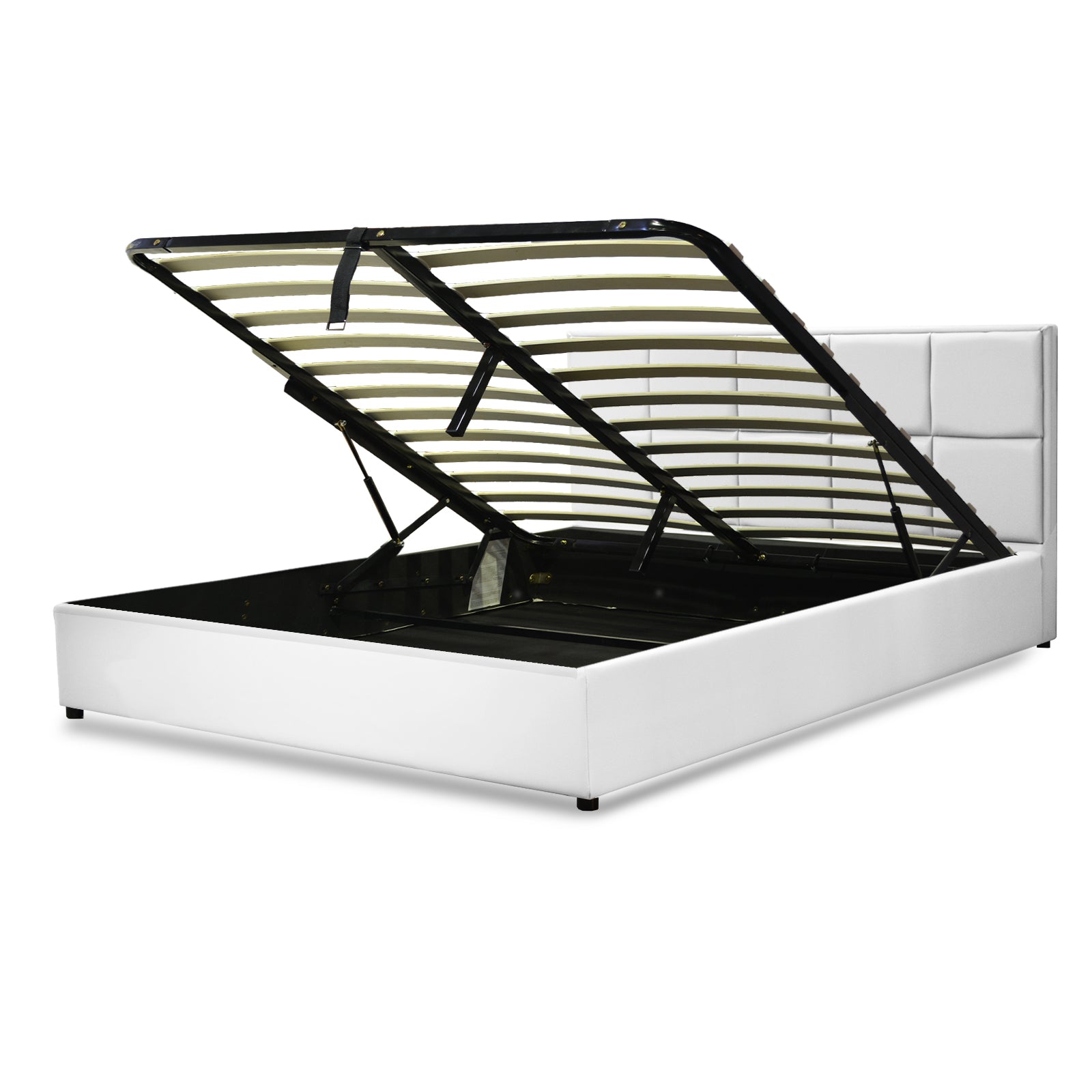 Lit coffre VariLuxe innovant - Tête de lit interchangeable : Simili cuir et grand coffre