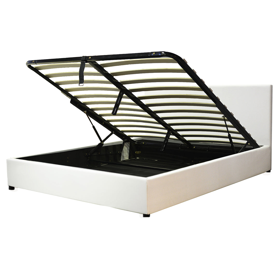 Lit coffre VariLuxe innovant - Tête de lit interchangeable : Simili cuir et grand coffre