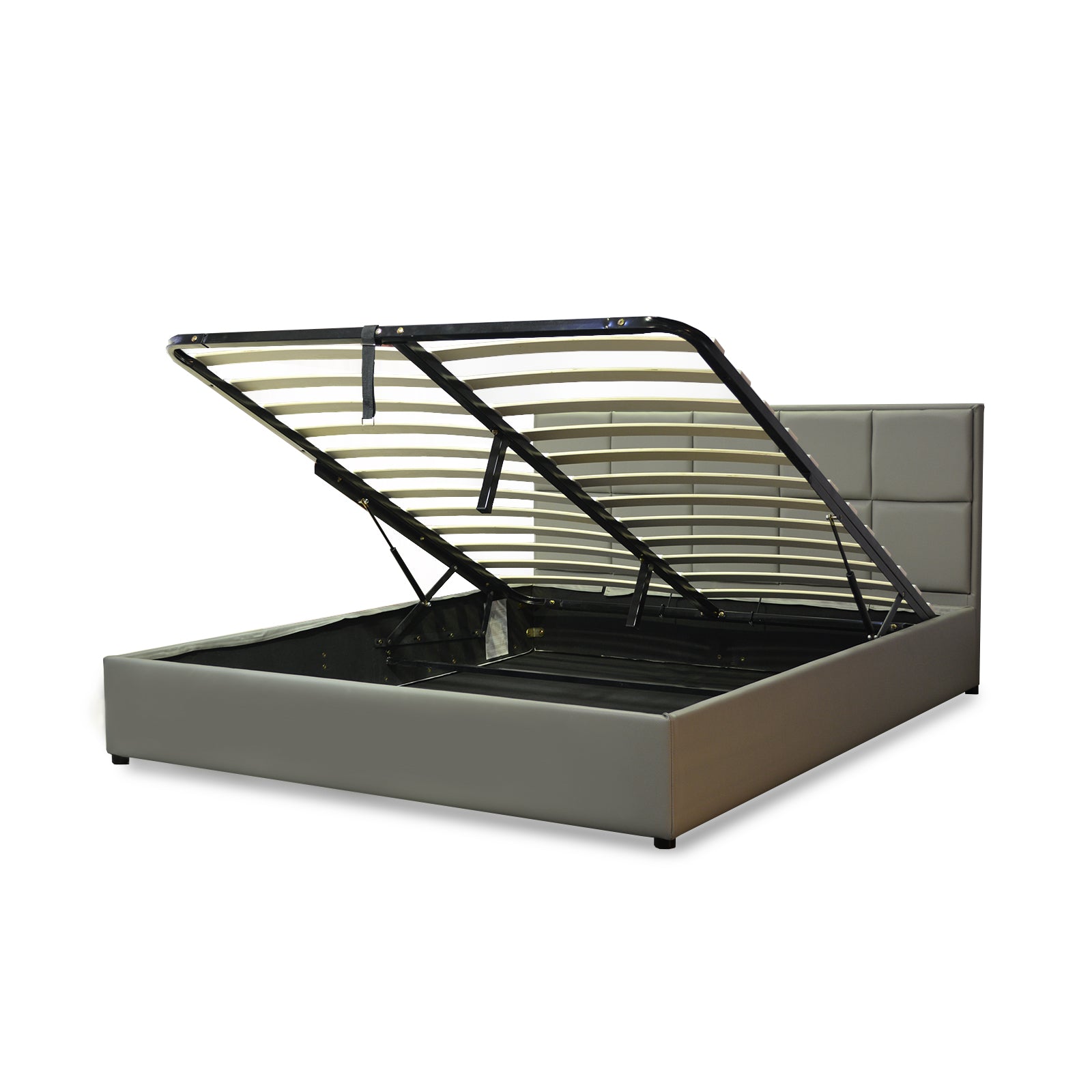 Lit coffre VariLuxe innovant - Tête de lit interchangeable : Simili cuir et grand coffre