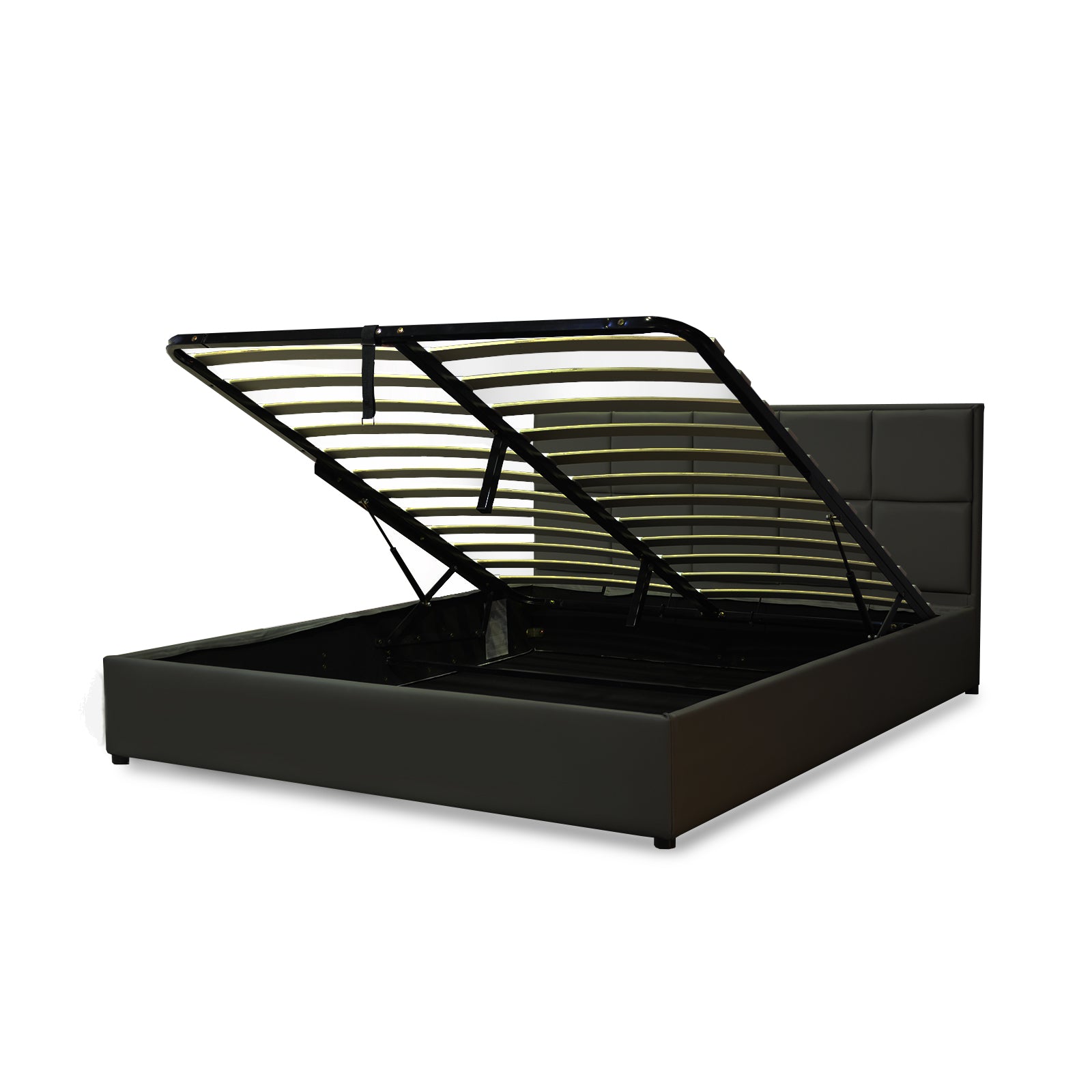 Lit coffre VariLuxe innovant - Tête de lit interchangeable : Simili cuir et grand coffre