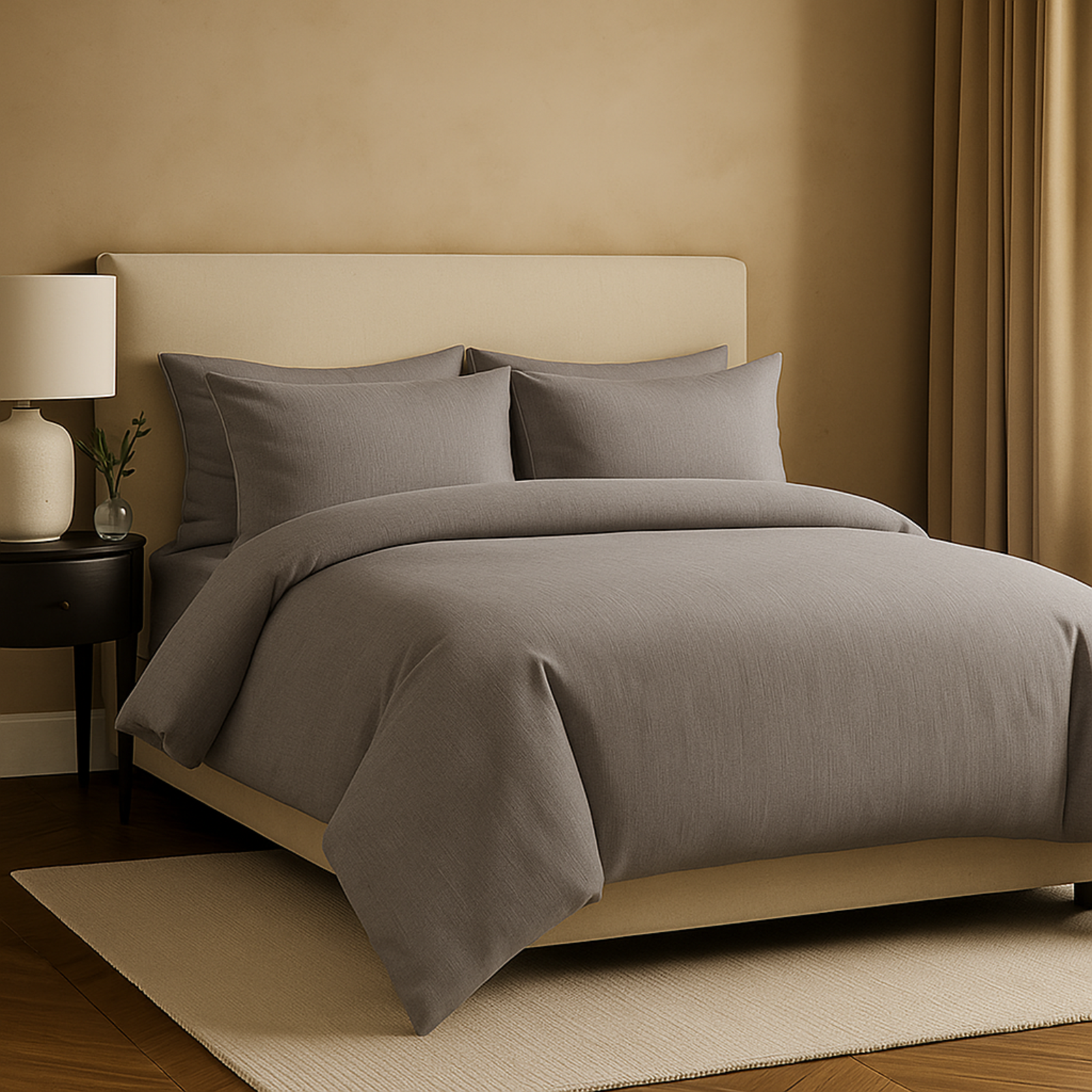 Housse de couette unie, douce et respirante : Gris perle