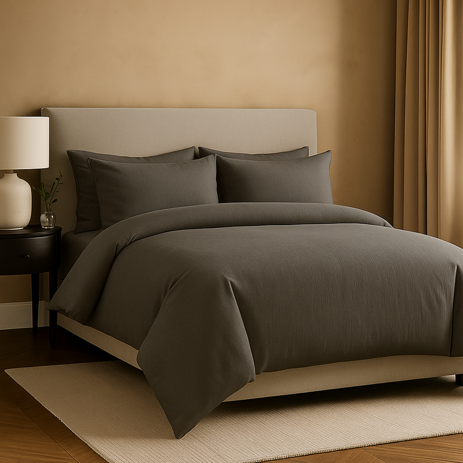 Housse de couette unie, douce et respirante : Gris ardoise
