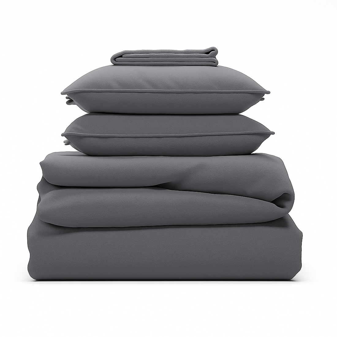Parure de lit complète gris ardoise, polyester, douce, hypoallergénique - Collection Unie