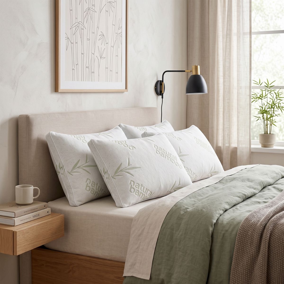 Oreiller confort microfibre Housse Bambou - Collection Confort Bambou