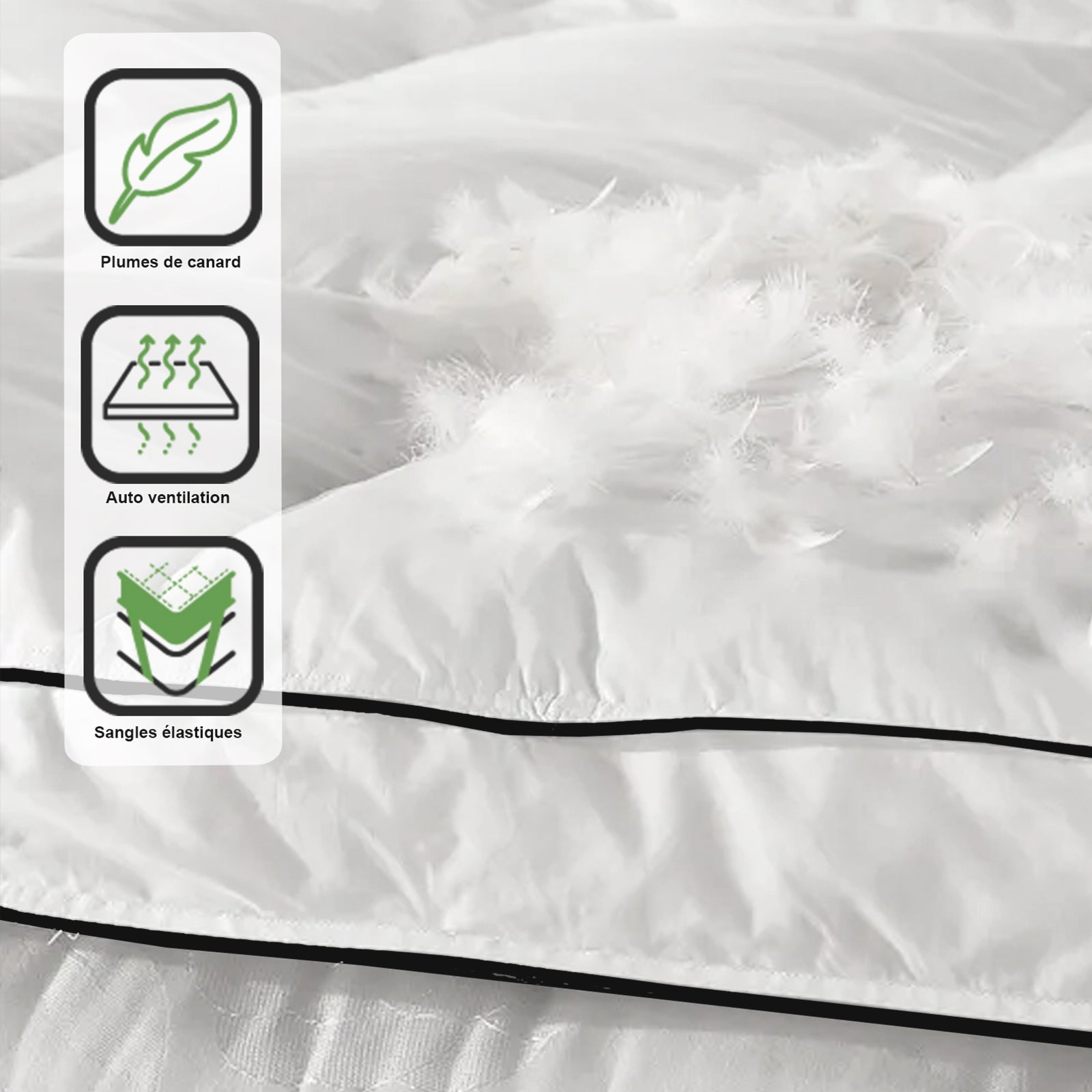 100% duck feather mattress topper, soft and ergonomic - XXL Feather Collection