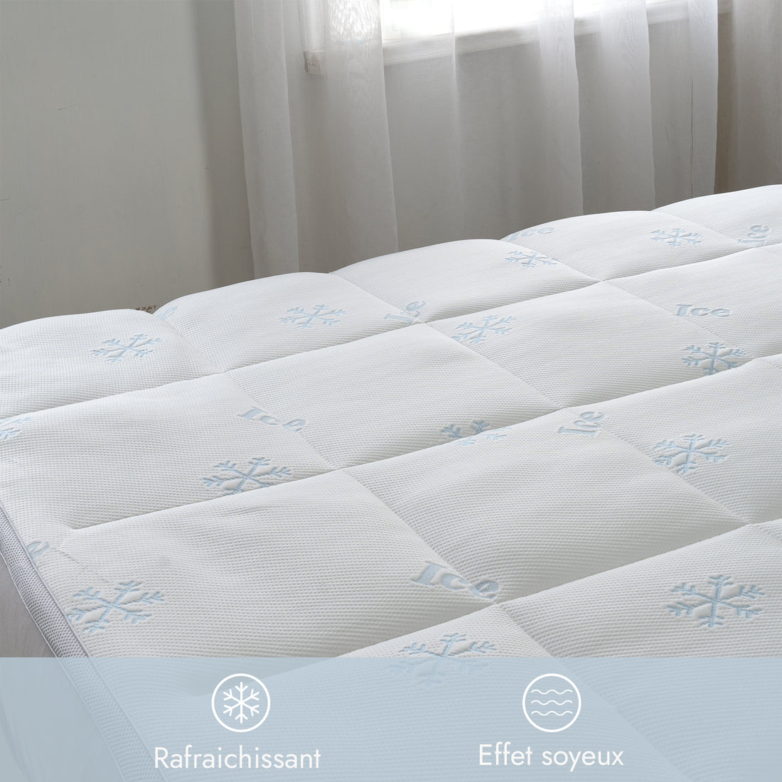 Surmatelas tissu Ice Cool, été, bonnet élastique – Collection été