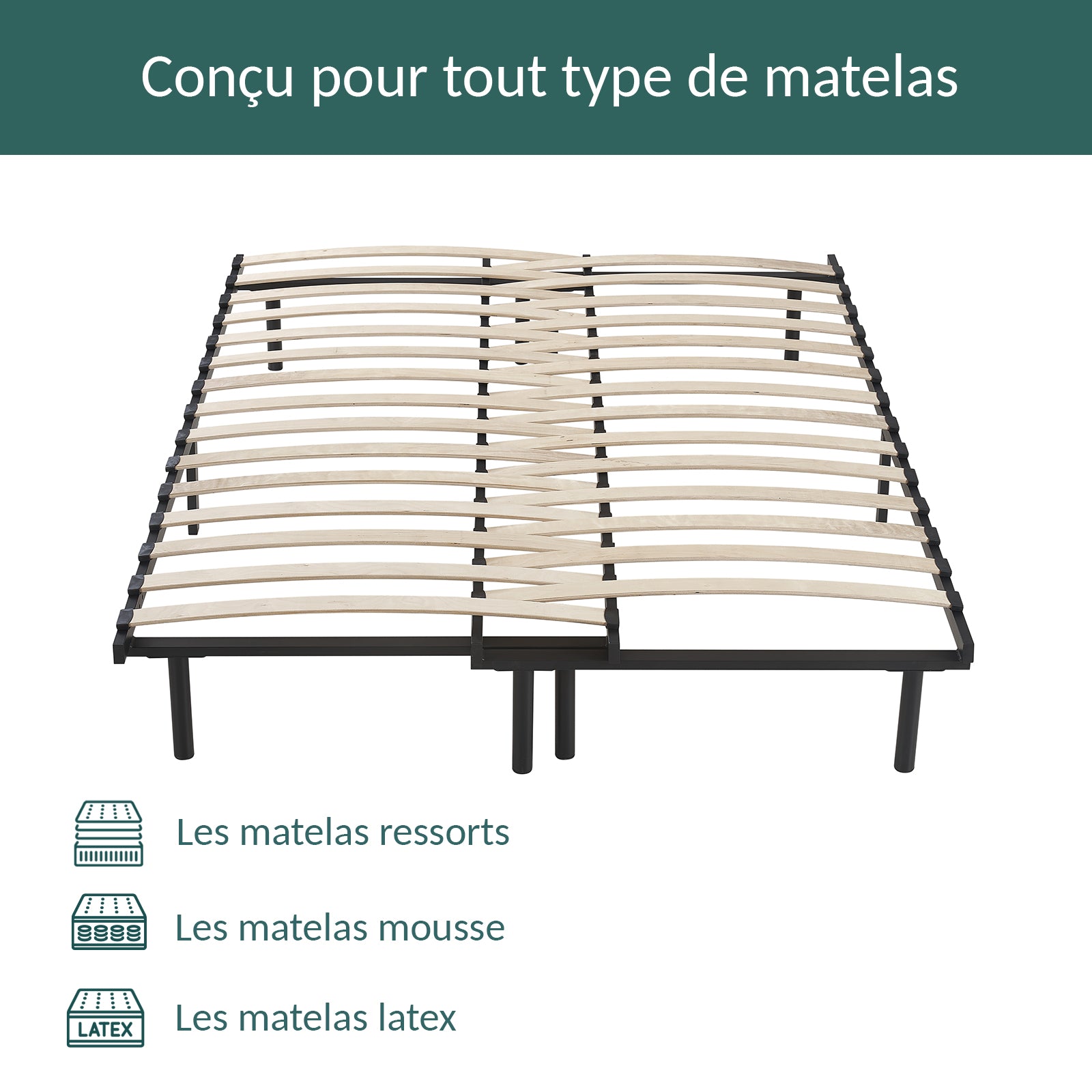 Extendable bed base, flexible wooden slats, adjustable width - Extendable Collection