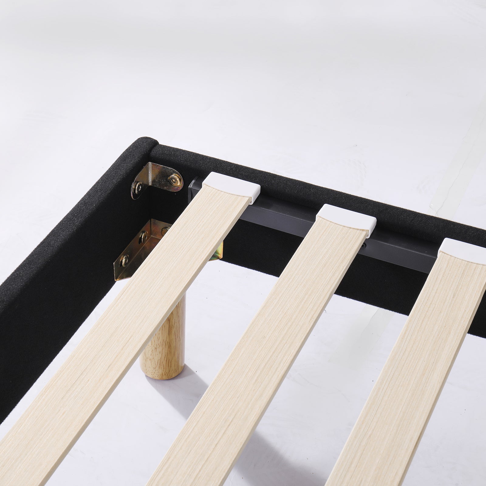 Upholstered bed base, fabric border, wooden frame - Comfort Collection