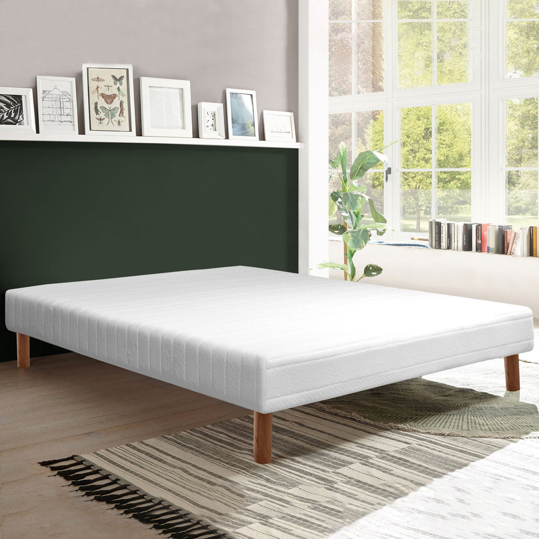 Sommier tapissier, contour tissu, structure bois, lattes flexibles - Collection Confort