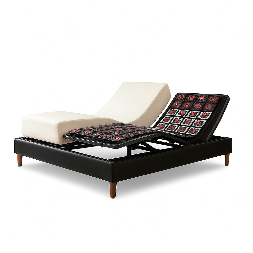 Pack lit électrique orthopédique, simili cuir noir, matelas inclus - Collection Technoflex