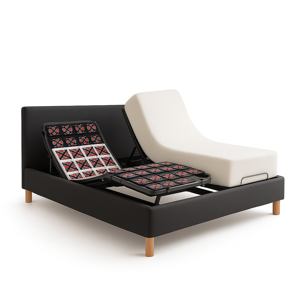 Pack lit électrique orthopédique, tissu gris foncé, matelas inclus - Collection Technoflex