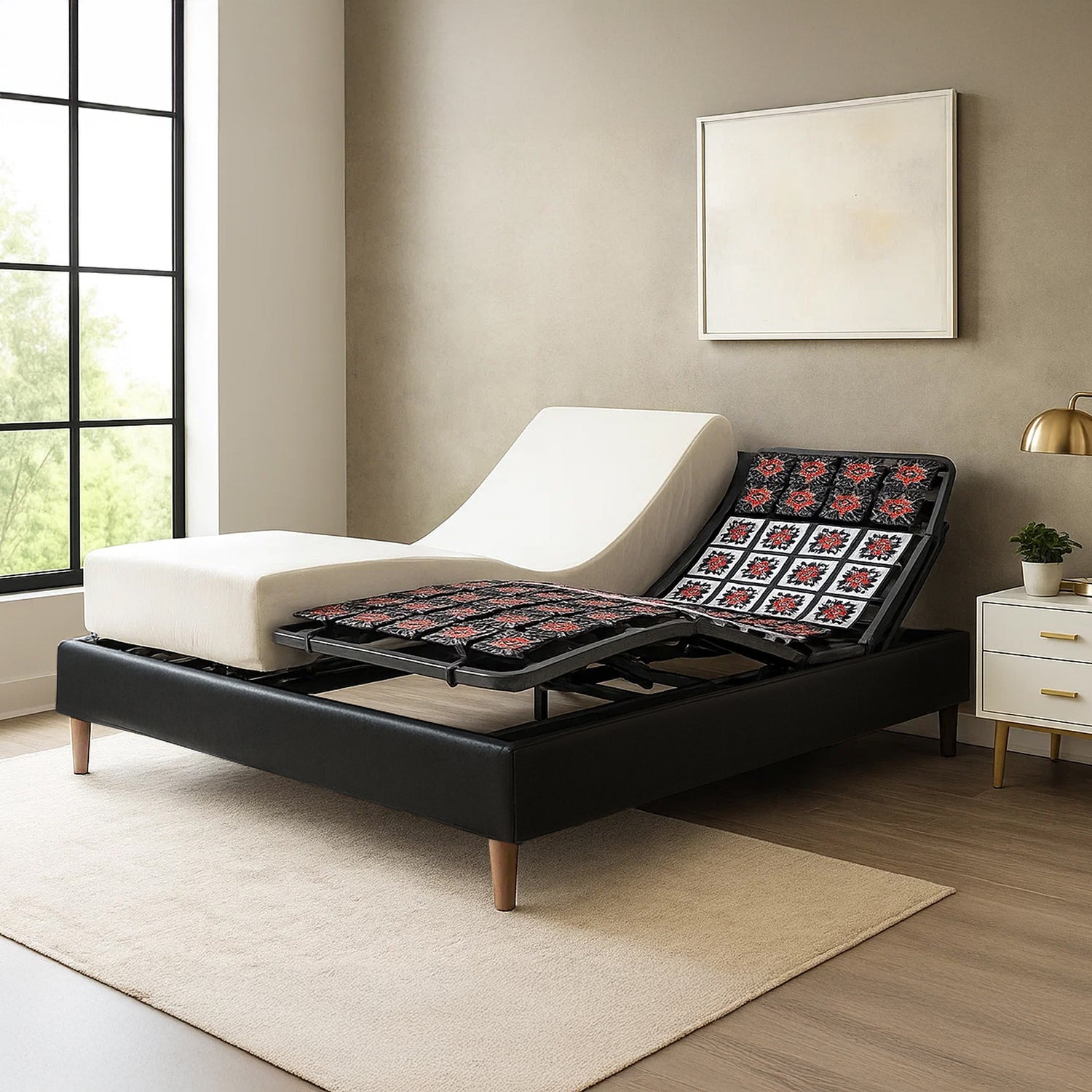 Contour de lit électrique, simili cuir élégant : Contour simili