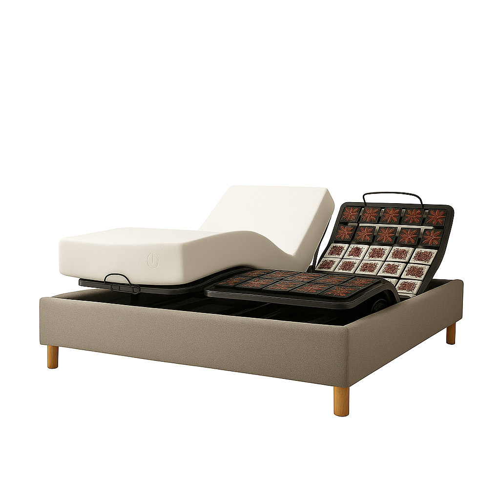 Pack lit électrique orthopédique, bouclette gris, matelas inclus - Collection Technoflex