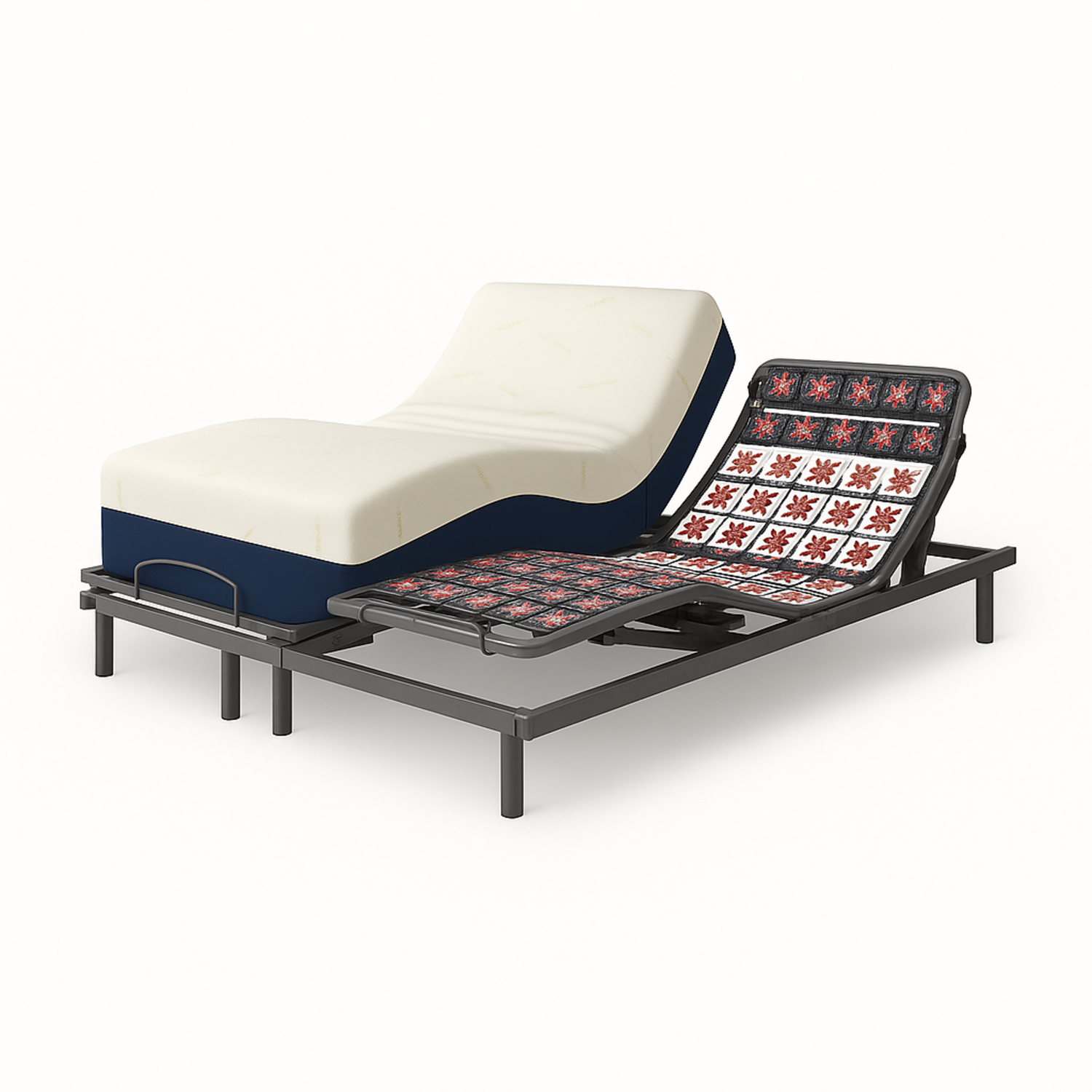 Orthopädisches elektrisches Bettset Technoflex, weißes Kunstleder, inklusive Matratze