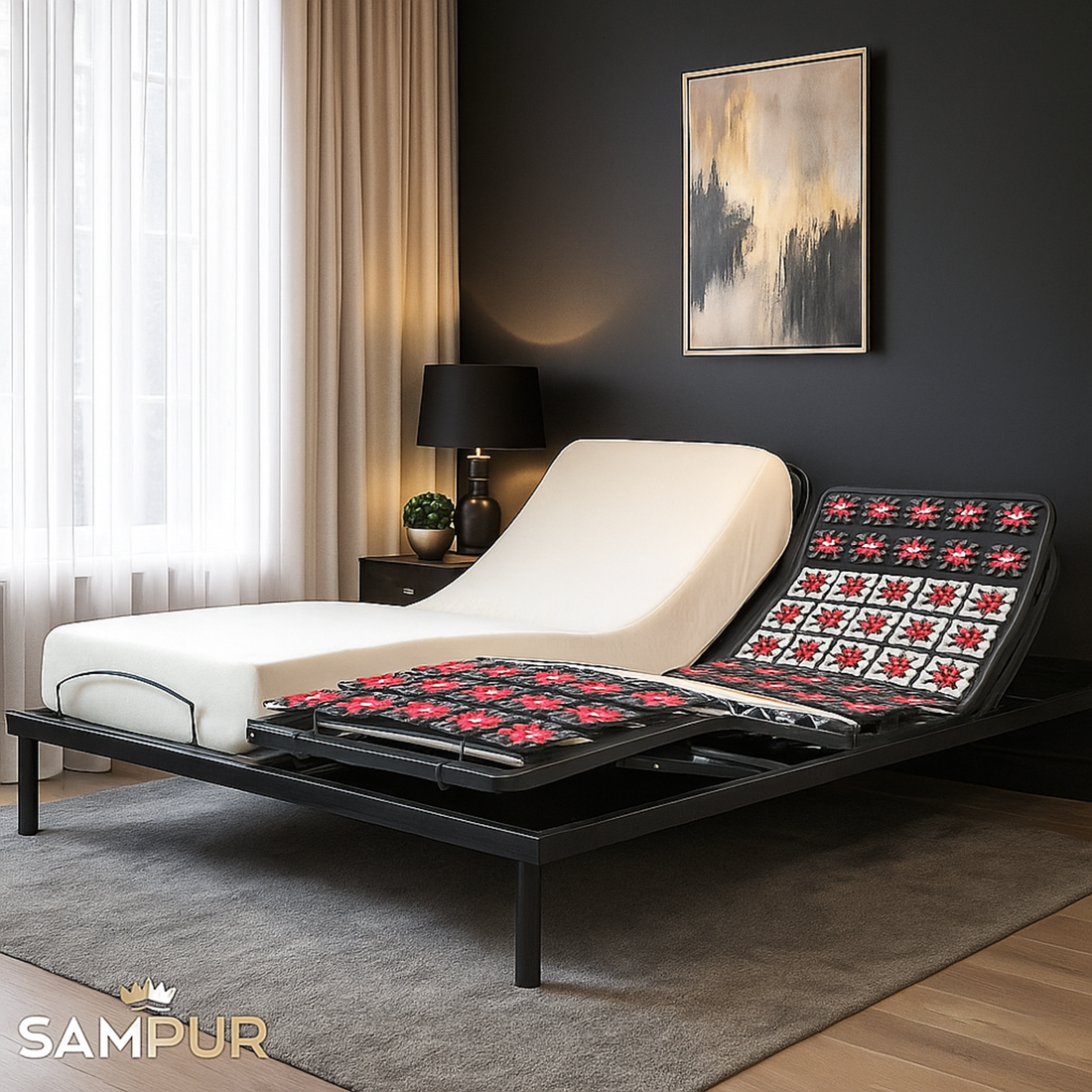 Sommier électrique, orthopédique à plots, matelas relaxation inclus - Collection Technoflex
