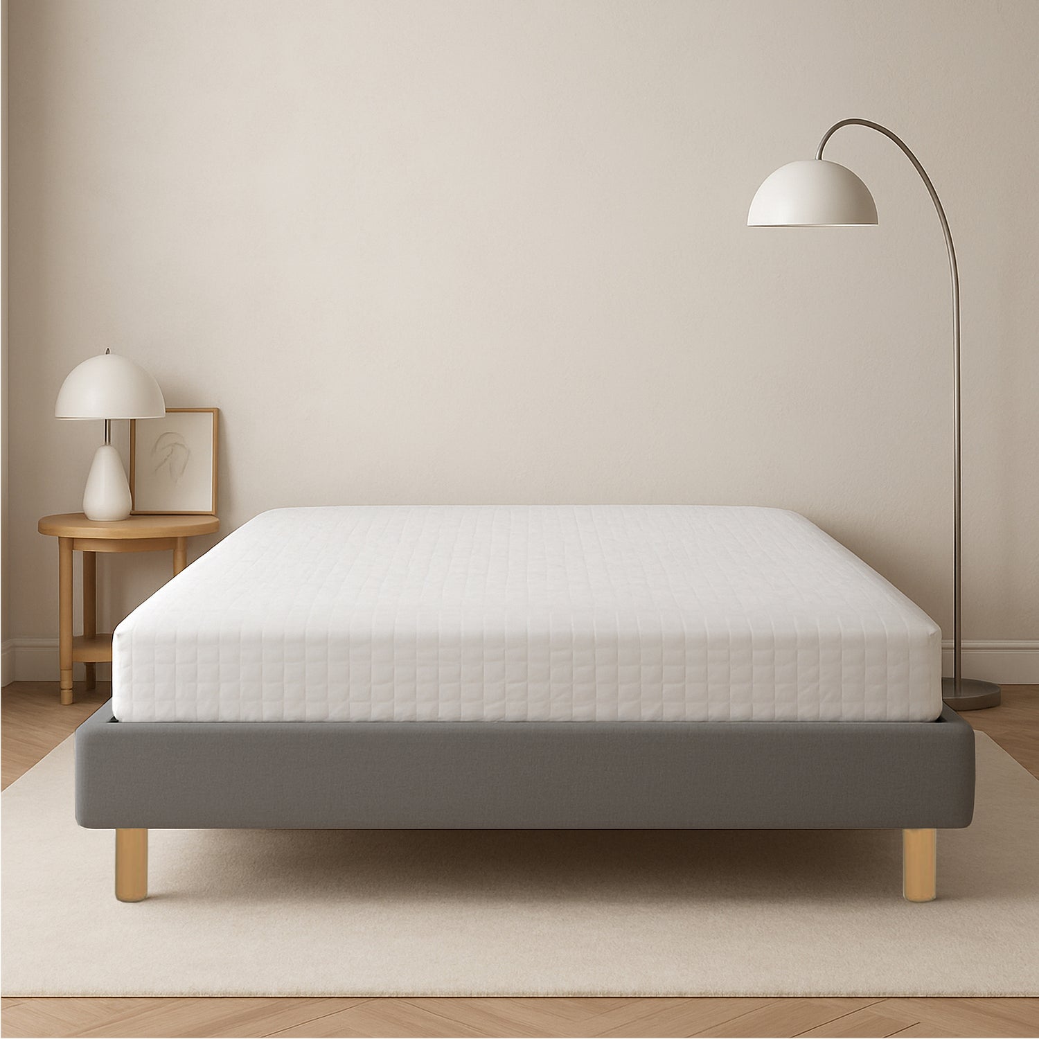 Sommier tissu, cadre de lit, pieds bois, maintien bassin - Collection Deco