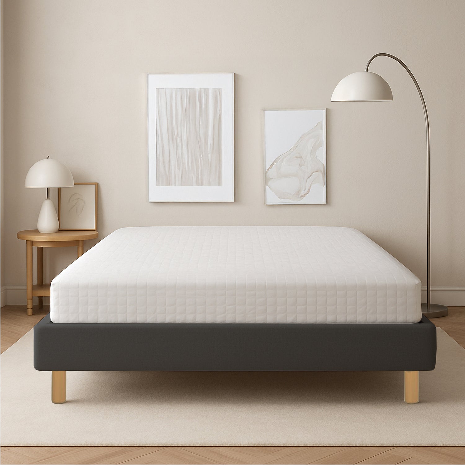 Sommier tissu, cadre de lit, pieds bois, maintien bassin - Collection Deco