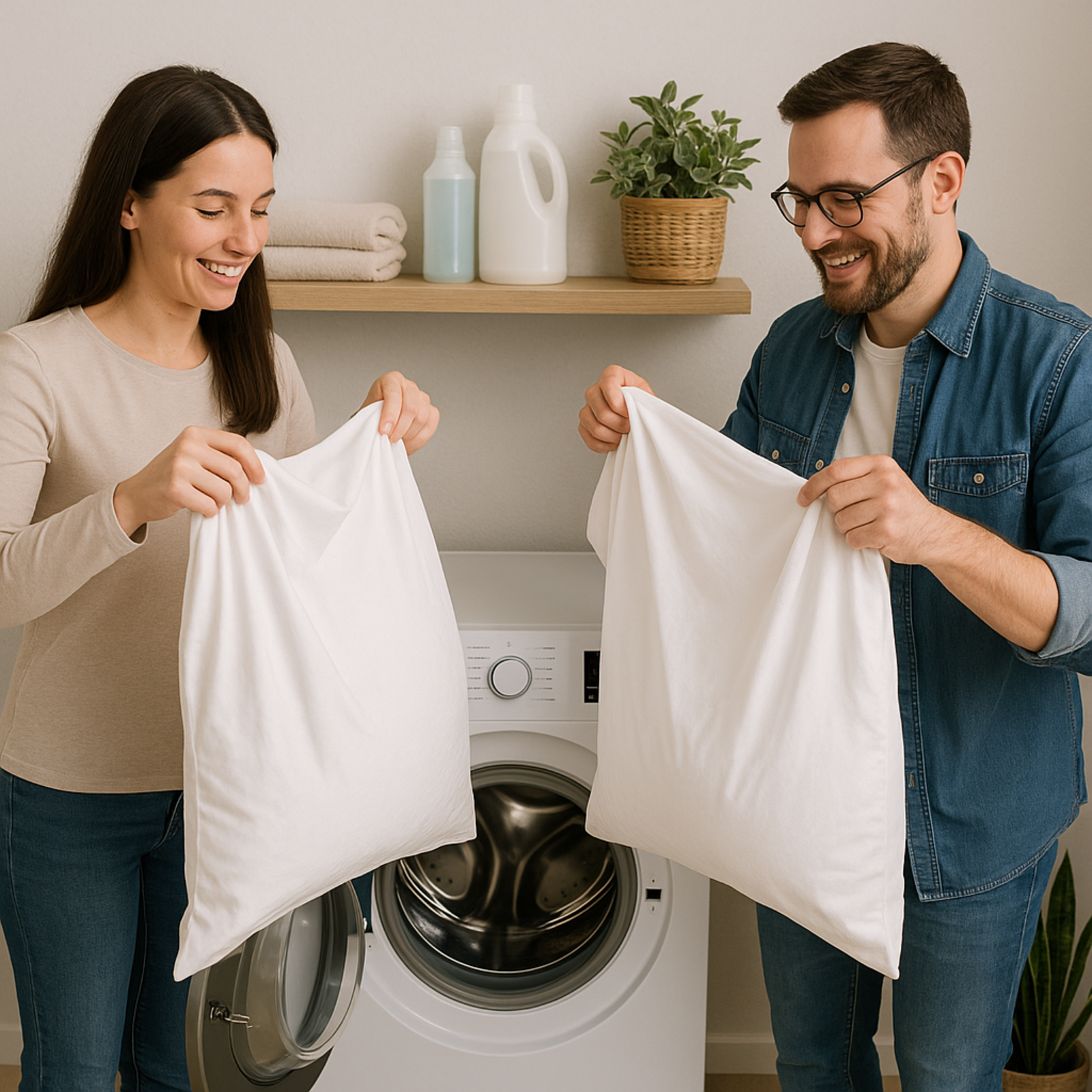 Taie d’oreiller en coton confortable et naturel : Blanc