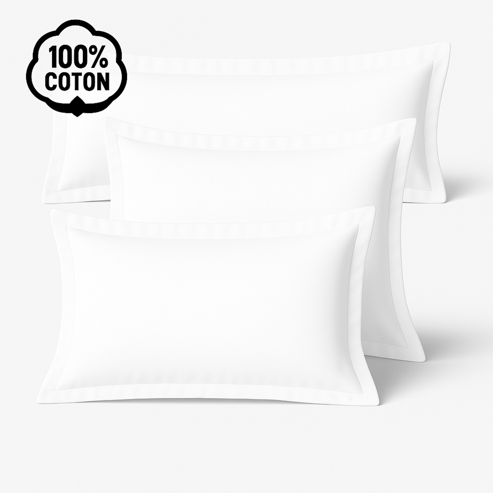 Taie d’oreiller coton blanc, douceur haut de gamme, confort naturel - Collection Unie