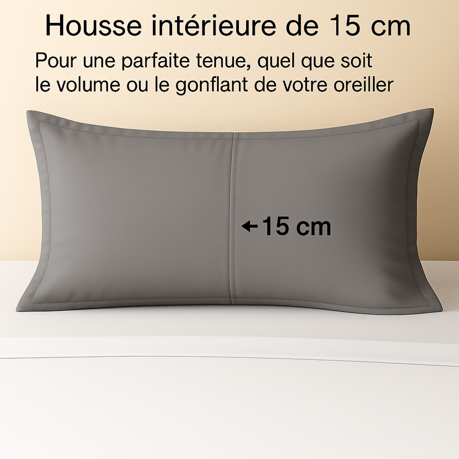 Taie d’oreiller unie, douce et respirante : Gris perle