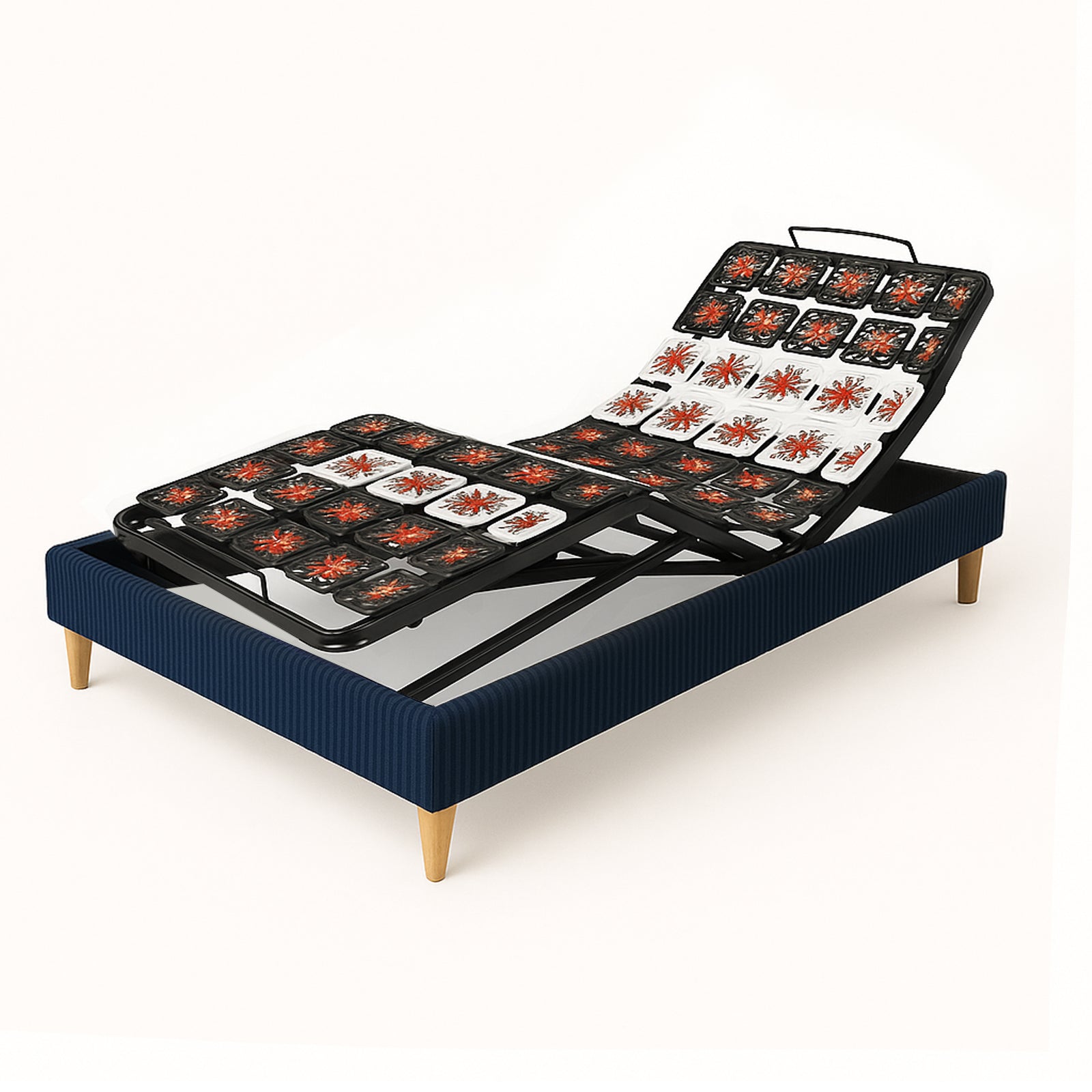 Pack lit électrique orthopédique, velours côtelé bleu, matelas inclus - Collection Technoflex