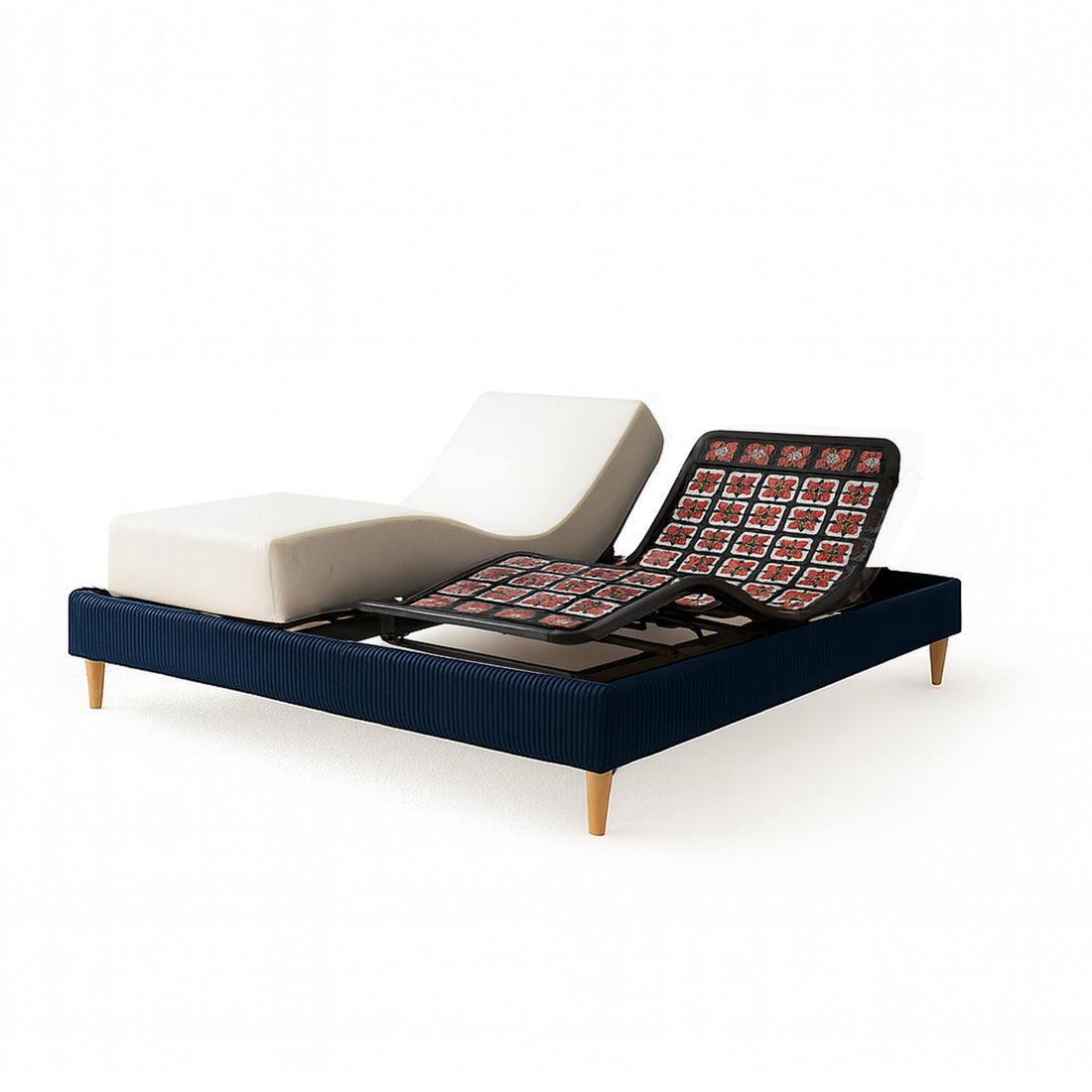 Orthopädisches elektrisches Bettset Technoflex, weißes Kunstleder, inklusive Matratze