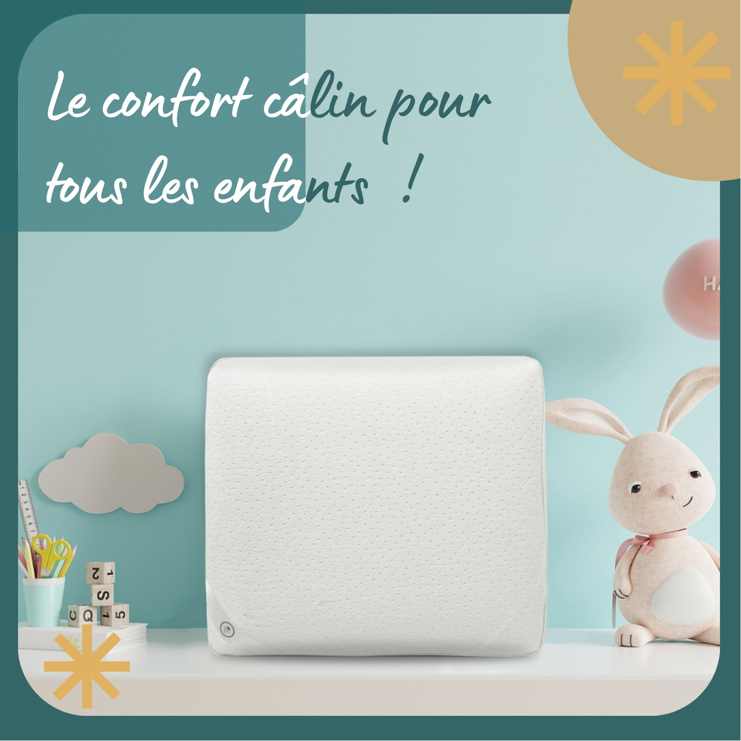 Oreiller mémoire de forme enfant : déhoussable et moelleux