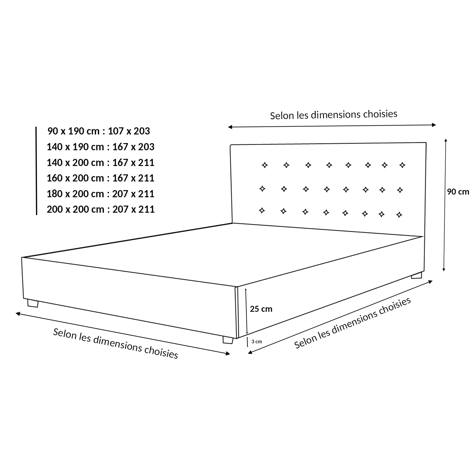 Lit coffre VariLuxe innovant - Tête de lit interchangeable : Simili cuir et grand coffre