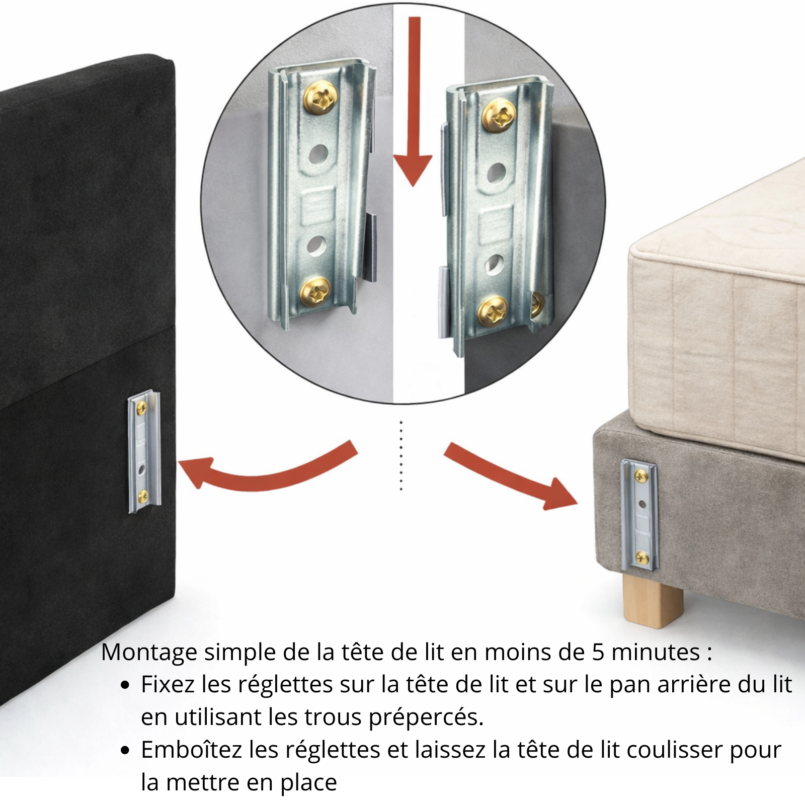 Tête de lit avec housse bouclette grise