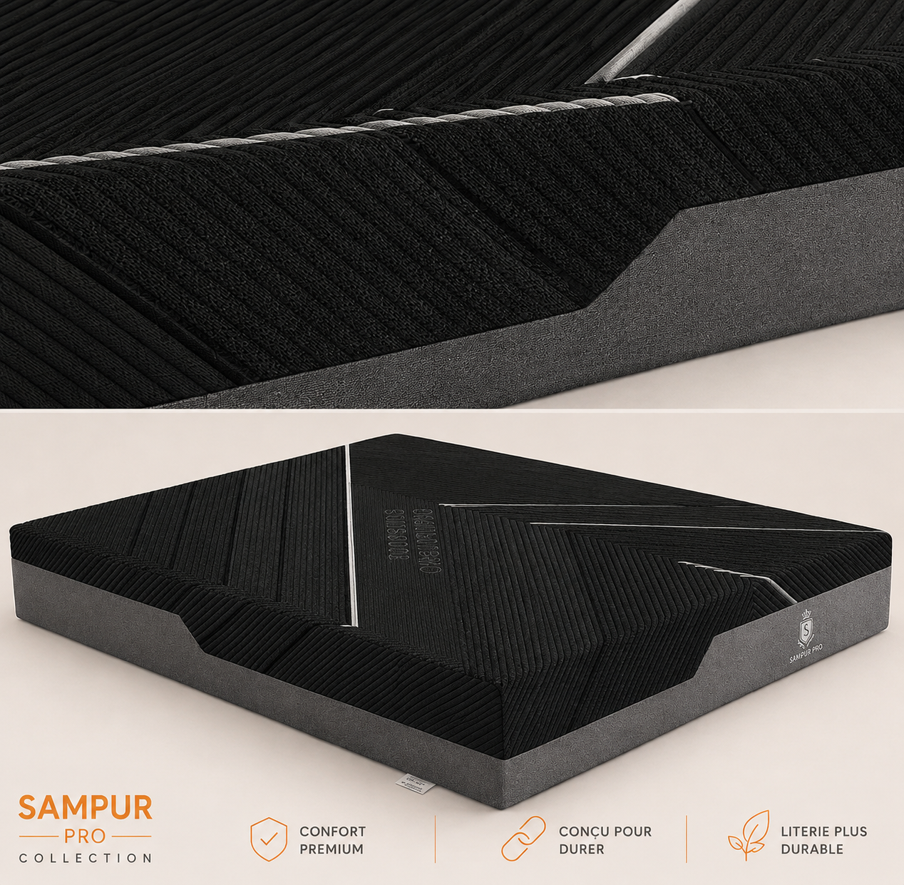 Hybrid mattress with memory foam, bamboo-charcoal, and pocket springs - Natural Collection