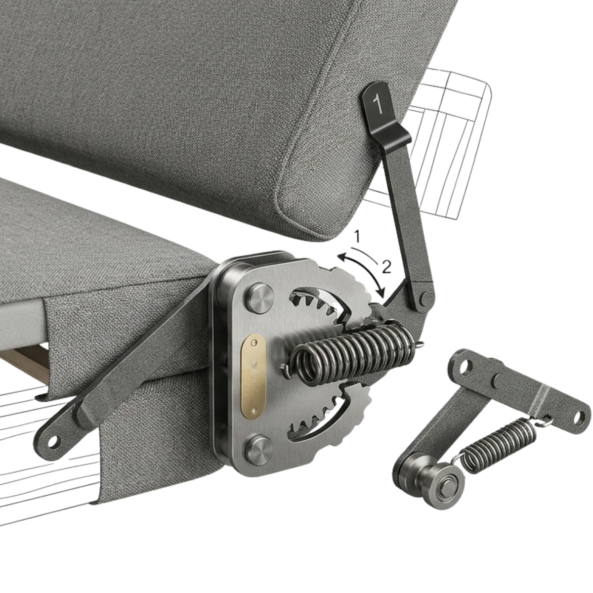 Canapé lit 2 places matelas mémoire de forme beige - Collection canape convertible