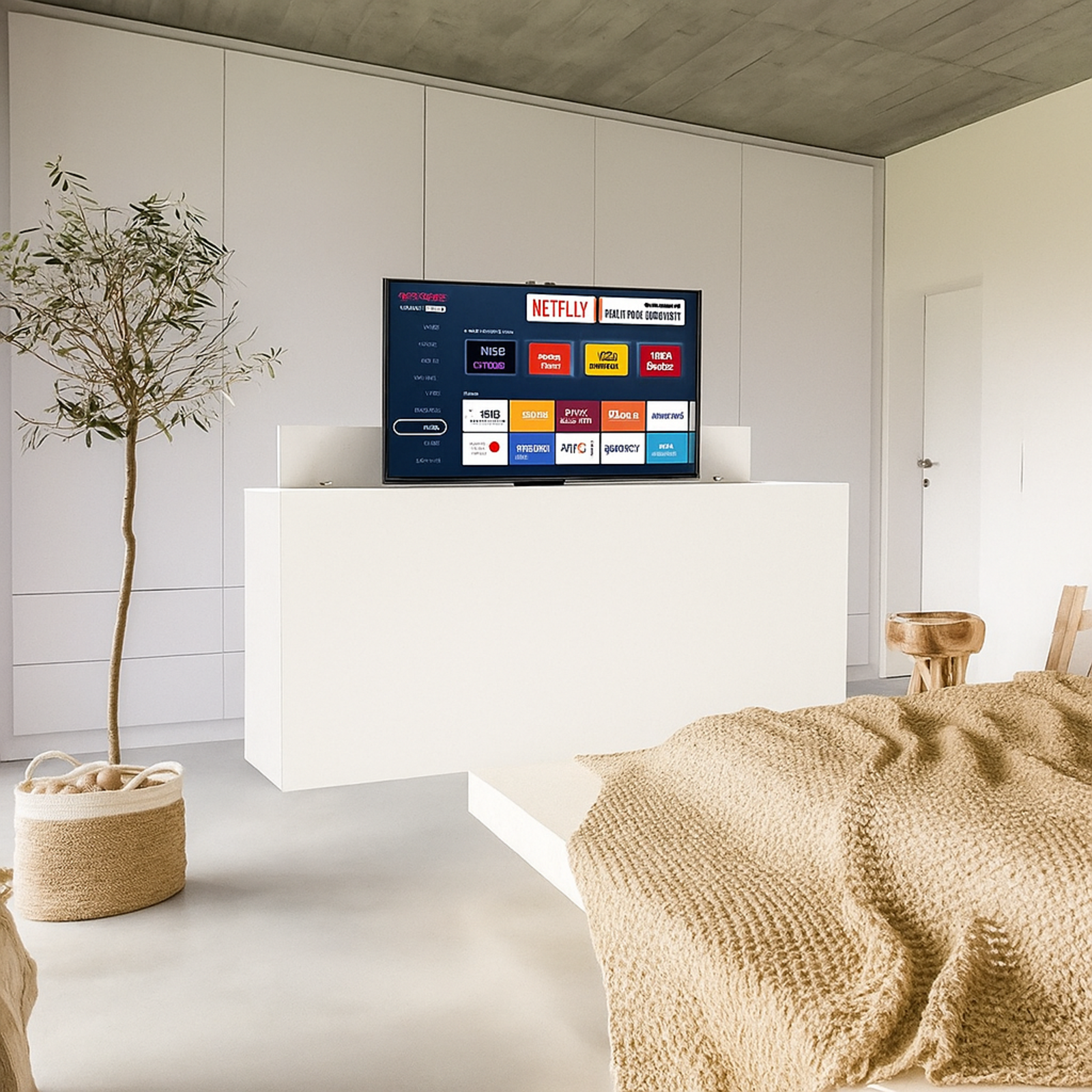 Console TV design : meuble TV motorisé avec télécommande sans fil - Collection Palace