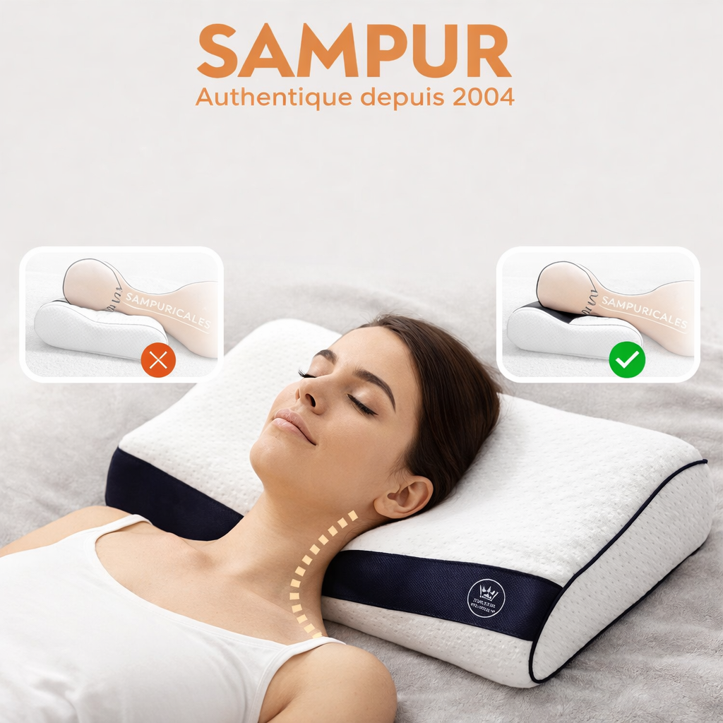 Oreiller mémoire de forme Fantasia bleu : Ergonomique et micro perforée