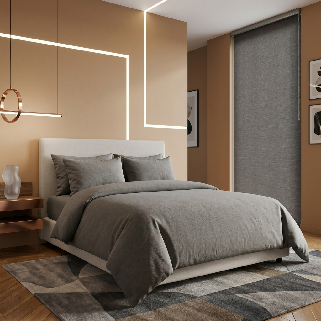Housse de couette gris foncé, douce, respirante - Collection Unie